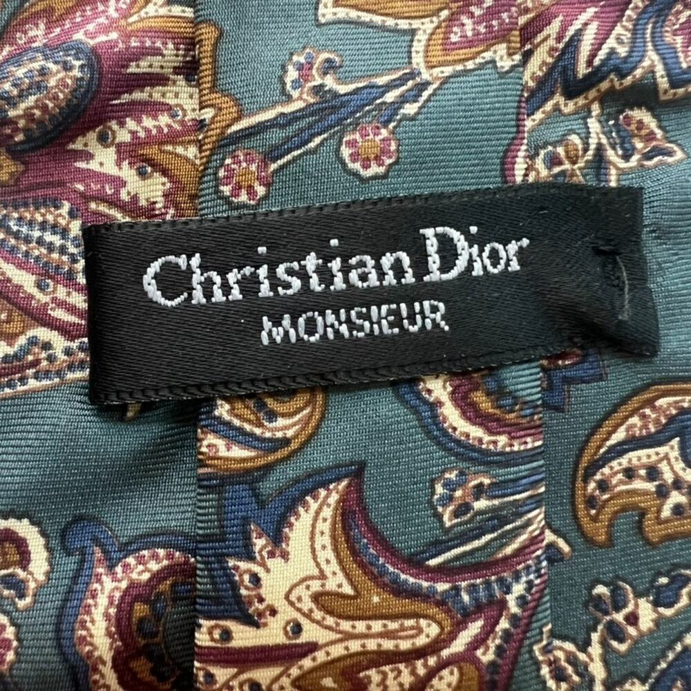 Christian Dior Monsieur Necktie Unisex Muted Multicolor Floral 100% Silk - Picture 4 of 7